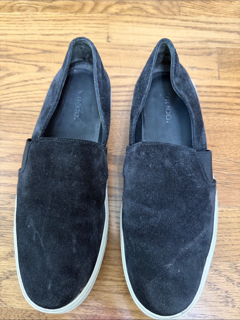 Vince Black Suede Slip-On Loafers